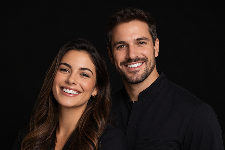 Casal sorrindo — Odonto Specialitté, clínica odontológica em Santos SP